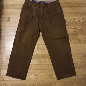 Lands End Men's Brown Pleated Corduroy Pants